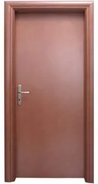 Flush veneered door L-14 in reddish-brown veneer with rounded architraves